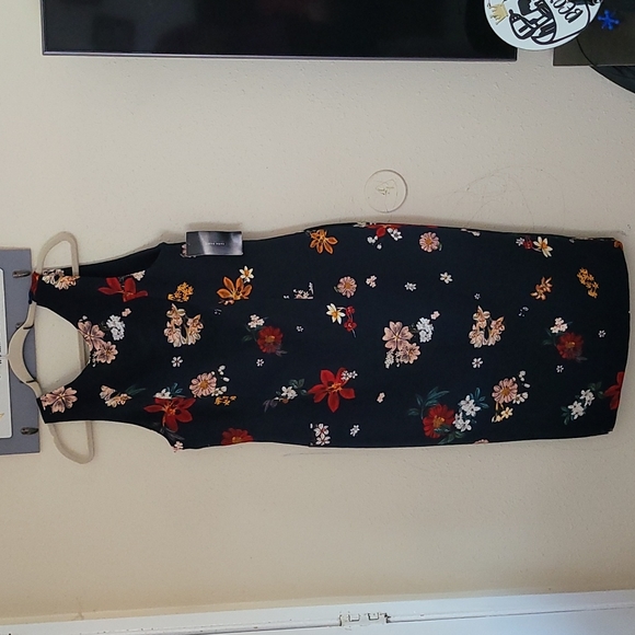 Zara Navy Floral Print XL Open Back Dress - Picture 4 of 7